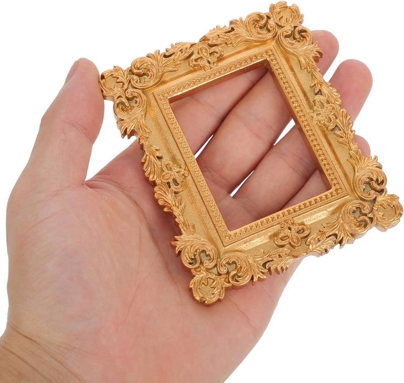 4pcs Mini Vintage Gold Resin Picture Frames Small Retro Photo Holders Baroque Style for Jewelry Display Manicure Props Home and Party Decoration - Image 4