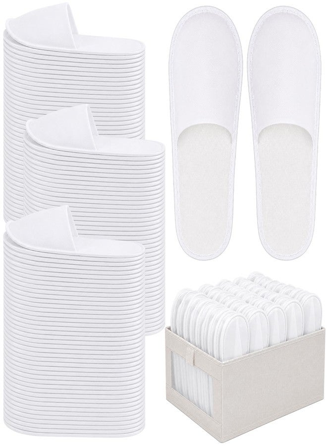 Entallor 50 Pairs Disposable Slippers for Guests Bulk with Folding Storage Box, 11 Inch White Non-Slip Hotel Slippers, Individually Wrapped House Slippers for Men Women Travel, Spa, Home, Wedding - Image 1