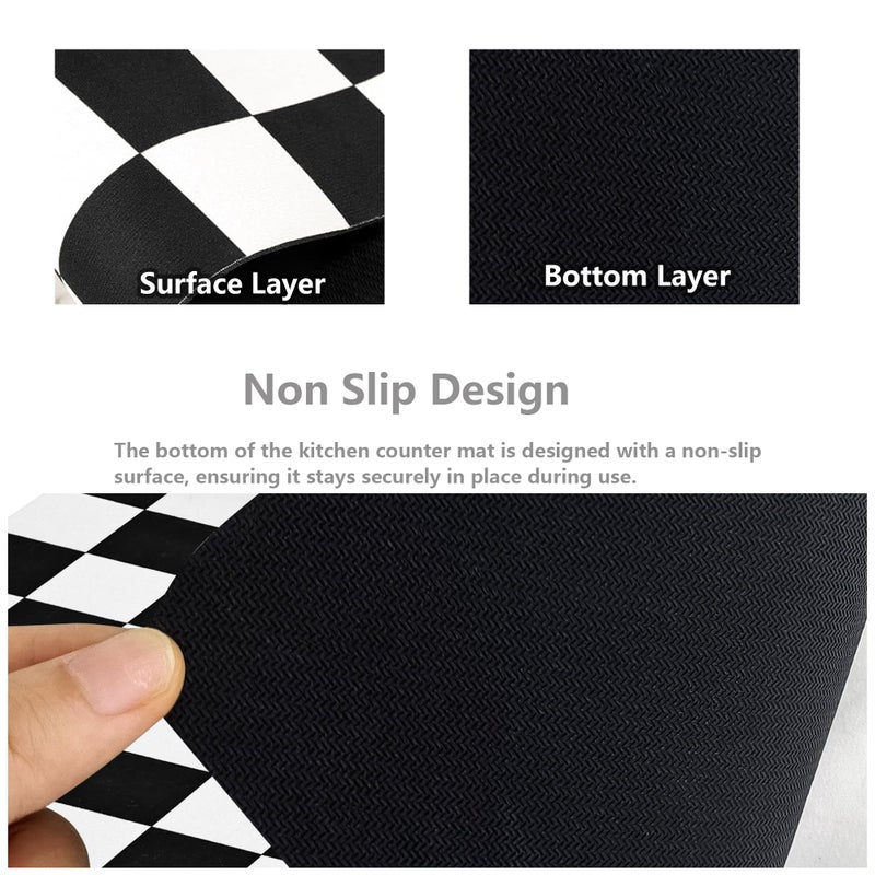 FUULOXE Coffee Mat Checkered Dish Drying Pad for Kitchen Pet Placemat Absorbent Quick Dry Washable Anti-slip Rubber Backed Mats for Kitchen Counter Coffee Bar Bathroom Bedroom 12" x 19" - Image 5