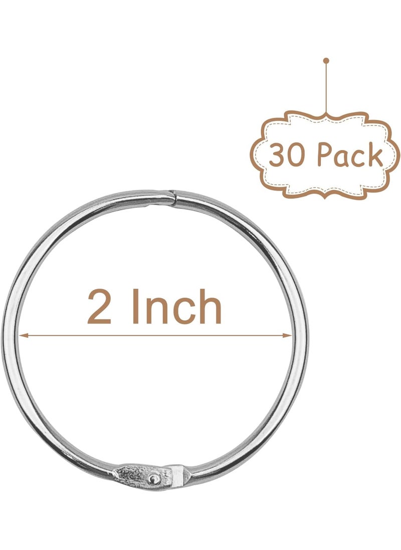 KTOJOY 2 Inch 30 Pack Loose Leaf Binder Rings Keychain Key Metal Book Nickel Plated Steel Binder RingsSilver for School Home or Office  - Image 3