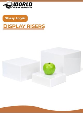 Set of 3 Glossy White Acrylic Cube Nesting Risers with Hollow Bottoms Perfect Modern Design Dice Display Blocks for Photo Prop, Trophies, Artefacts, and Decorations - pzsku/ZC33C69EA85B9098C70DBZ/45/1746705599/8b8cc989-2a60-4e48-802e-0b4a1dfa818a