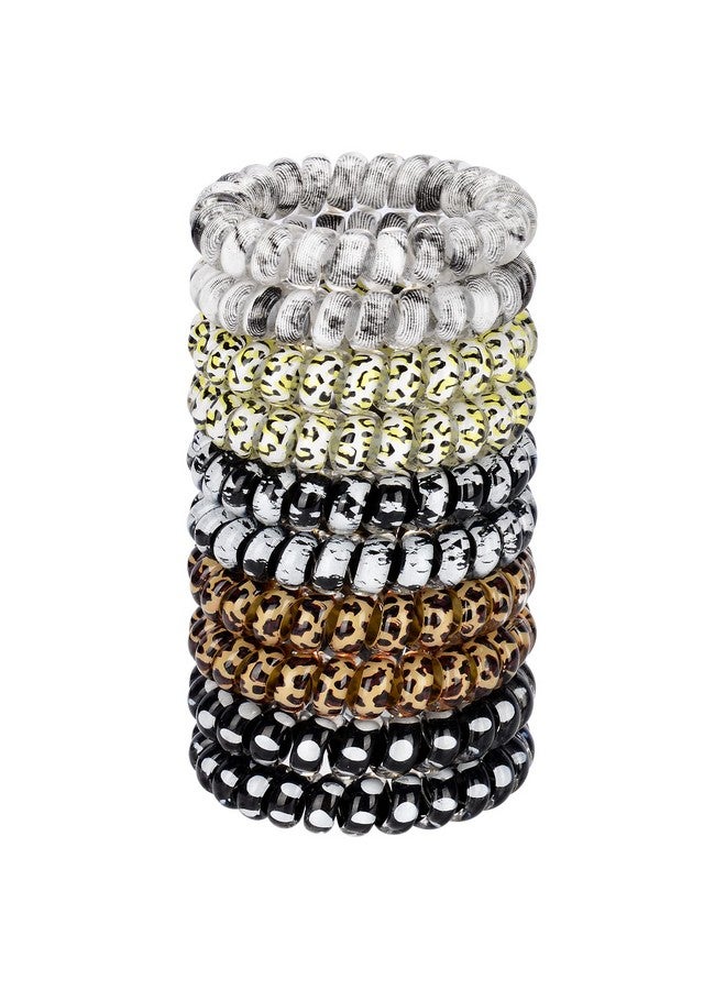 JessLab Spiral Hair Ties, 10 Pcs Traceless Phone Cord Hair Ties Plastic Coil Hair Ties Ponytail Holders No-Damage Hair Accessory For Girls Women Ladies, Color Assorted, Set 16  - Image 1