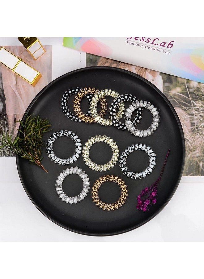 JessLab Spiral Hair Ties, 10 Pcs Traceless Phone Cord Hair Ties Plastic Coil Hair Ties Ponytail Holders No-Damage Hair Accessory For Girls Women Ladies, Color Assorted, Set 16  - Image 3