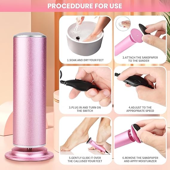 Roxbury Electric Callus Remover for Feet Powerful Electric Foot File for Painless Professional Foot Callus Remover with 60 Sanding Discs File Speed to - Image 4