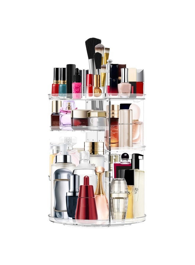 Miserwe Makeup Organizer 360 Rotating Cosmetic Organizer DIY Adjustable Makeup Carousel Spinning Holder Rack, Large Capacity Cosmetic Storage Box Makeup Brushes Organizer for Vanity Countertop (Clear) - Image 1