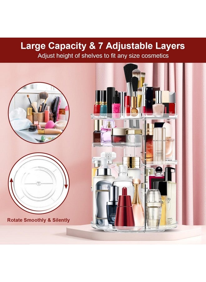 Miserwe Makeup Organizer 360 Rotating Cosmetic Organizer DIY Adjustable Makeup Carousel Spinning Holder Rack, Large Capacity Cosmetic Storage Box Makeup Brushes Organizer for Vanity Countertop (Clear) - Image 3