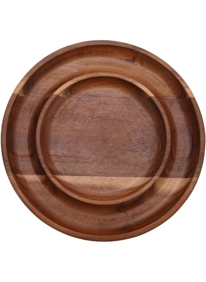Vague Vague Acacia Round Wooden Fruit Tray, 28 cm Size, Brown 