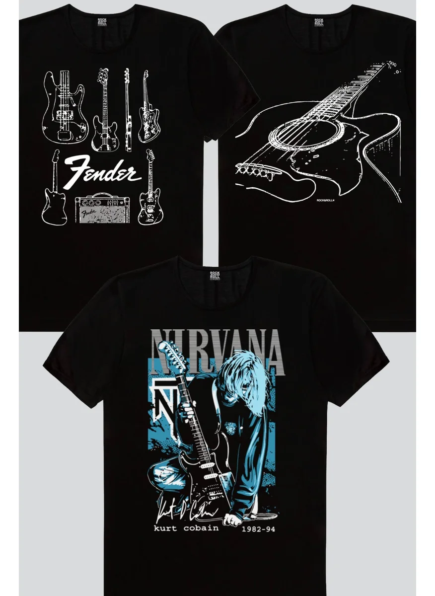 روك اند رول Fender Guitar, My Guitar Strings, Teen Wolf Men's T-Shirt 3-Pack Eco Pack