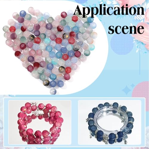RACIOCK 300pcs 8mm Frosted Lunar Glass Beads for Bracelet Making Kit - 12 Colors Matte Crackle Crystal Beads for Jewelry Making, Round Loose Moon Beads for DIY Bracelets, Necklaces & Crafts Gifts for Women - Image 5