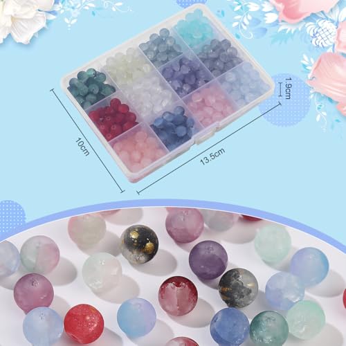 RACIOCK 300pcs 8mm Frosted Lunar Glass Beads for Bracelet Making Kit - 12 Colors Matte Crackle Crystal Beads for Jewelry Making, Round Loose Moon Beads for DIY Bracelets, Necklaces & Crafts Gifts for Women - Image 4