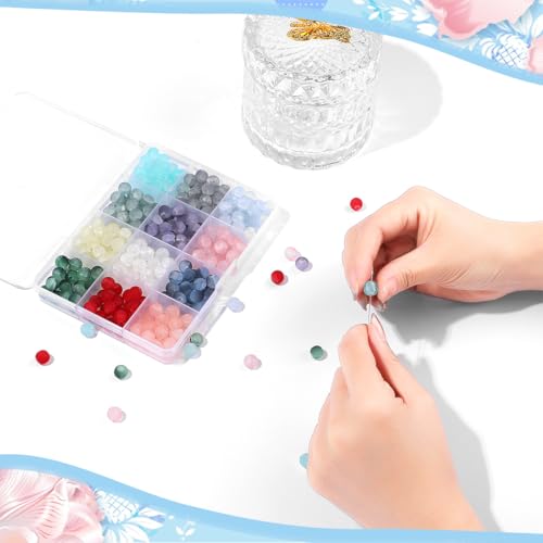 RACIOCK 300pcs 8mm Frosted Lunar Glass Beads for Bracelet Making Kit - 12 Colors Matte Crackle Crystal Beads for Jewelry Making, Round Loose Moon Beads for DIY Bracelets, Necklaces & Crafts Gifts for Women - Image 3