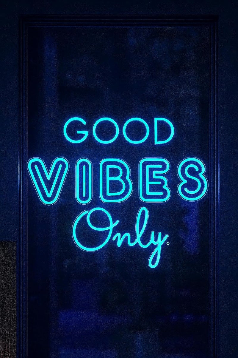 Horoof Home Good Vibes Only Neon Blue LED Wall Light - 47.5x42.5cm Acrylic Decorative Sign for Positive Vibes - Image 1