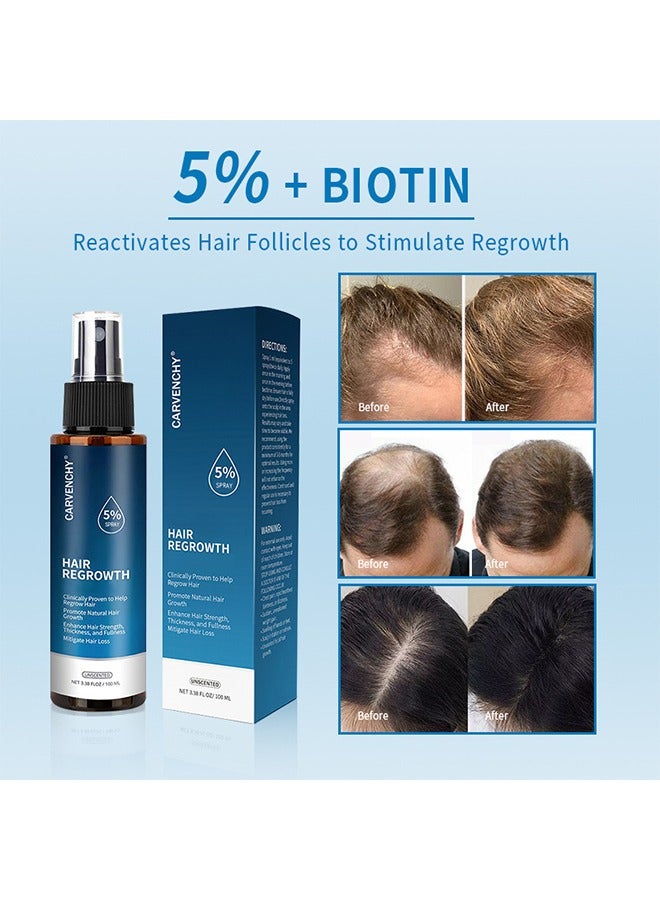 CARVENCHY Minoxidil Hair Regrowth Treatment,Hair Growth Serum 5% Minoxidil for Men and Women,Hair Regrowth Treatment for Stronger Thicker Longer Hair - With Biotin - Help to Stop Thinning and Loss Hair 3.38fl.oz/100ml - Image 3