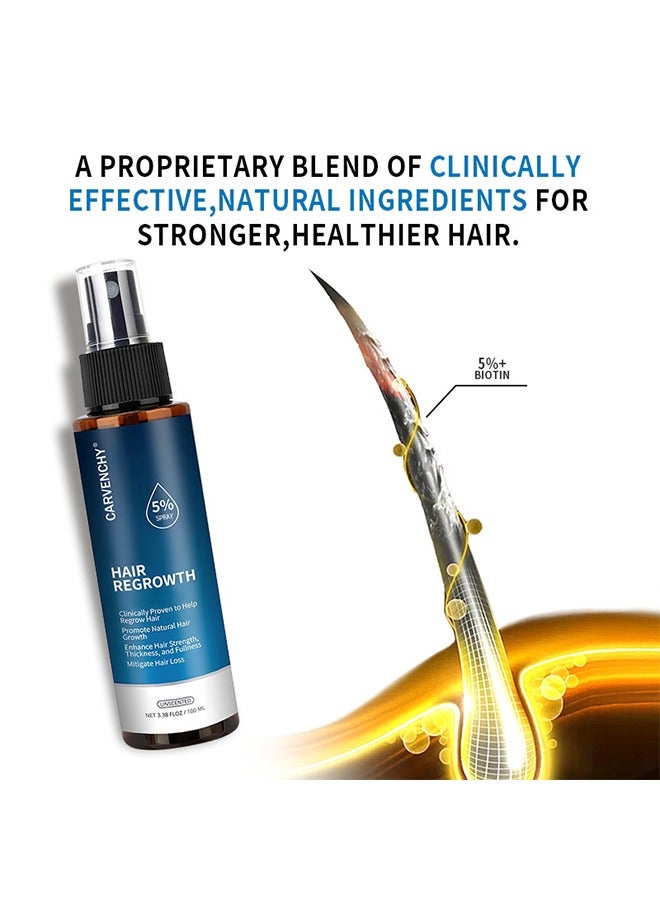 CARVENCHY Minoxidil Hair Regrowth Treatment,Hair Growth Serum 5% Minoxidil for Men and Women,Hair Regrowth Treatment for Stronger Thicker Longer Hair - With Biotin - Help to Stop Thinning and Loss Hair 3.38fl.oz/100ml - Image 5