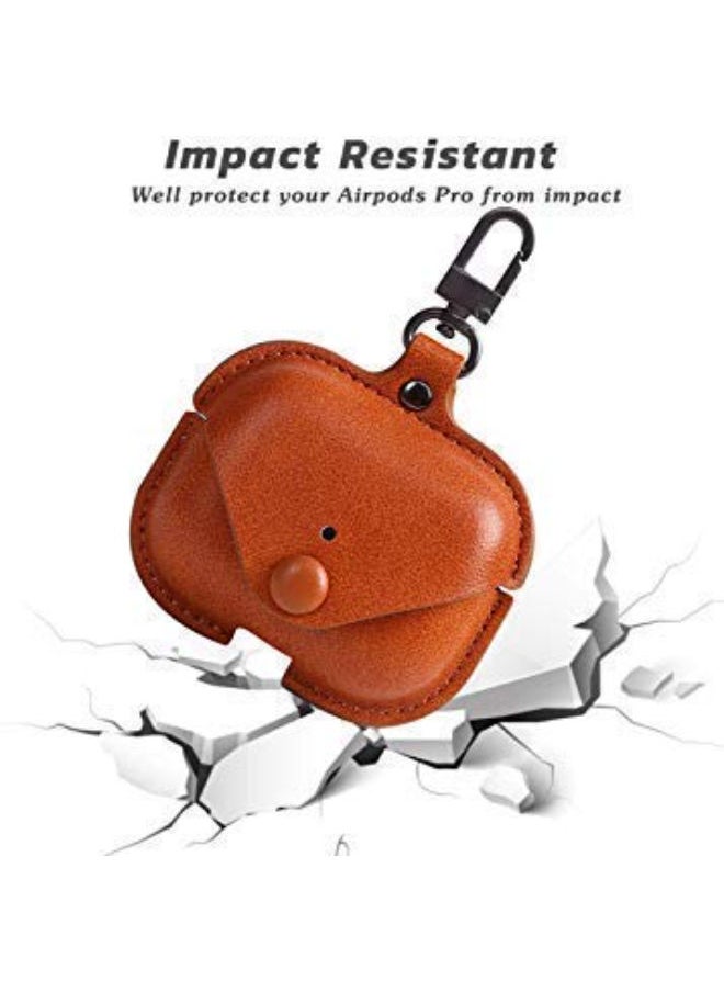 SHOPI - AirPods Pro Case Leather Pocket, Full Cover Protective Earbuds Earpods, Perfect Fit for Apple AirPods Pro (Brown) - Image 1