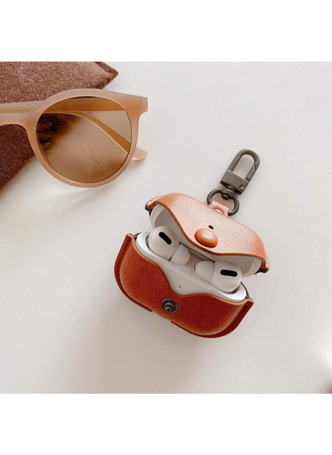 SHOPI - AirPods Pro Case Leather Pocket, Full Cover Protective Earbuds Earpods, Perfect Fit for Apple AirPods Pro (Brown) - Image 1