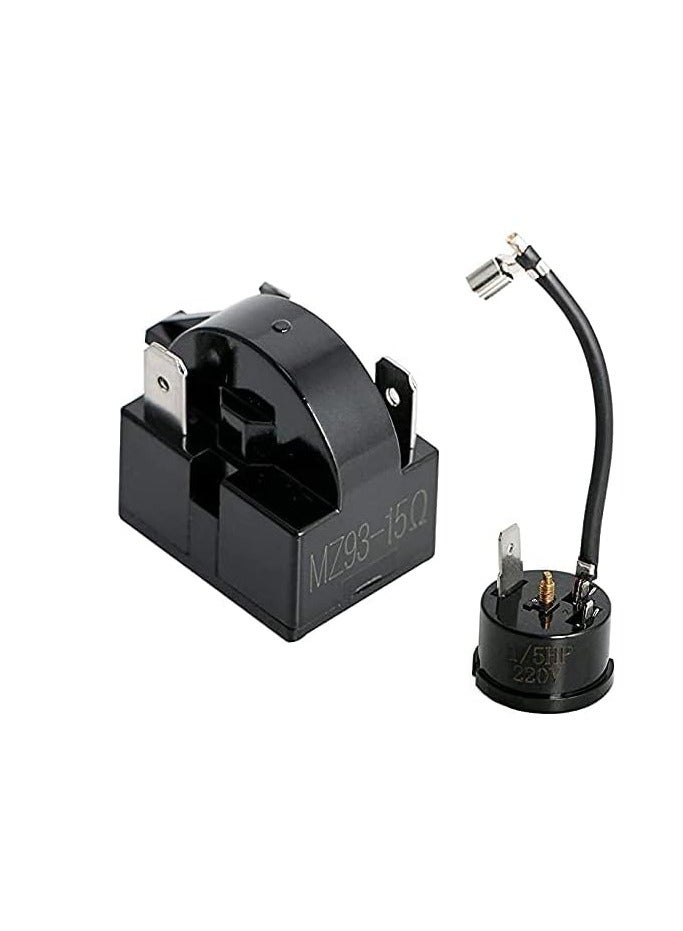 3 Pin 1/5HP Compressor Thermal Overload Protector, 15 Ohm Start Relay for Portable Freezer, Car Refrigerator, Beverage Cooler 