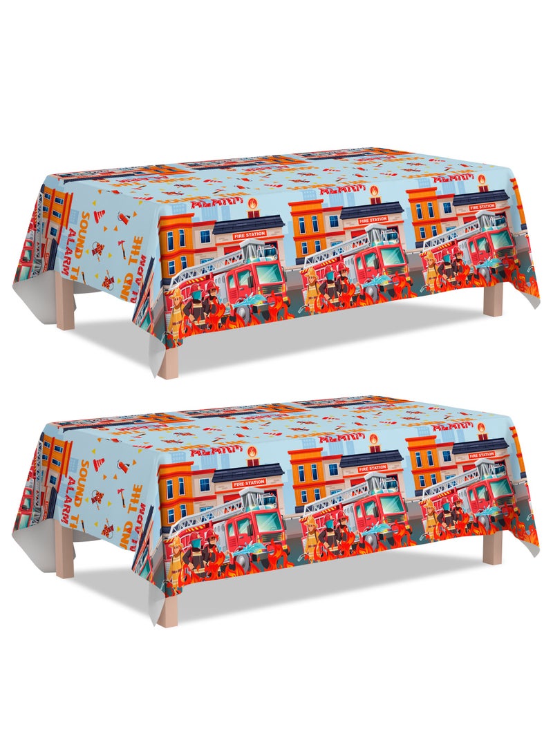 FRUITFUL PARTY Fire Truck Tablecloth, 3 Pcs Firefighter Party Tablecloth Set - Fire Truck Birthday Tablecloth, Firefighter Table Cover(Size: 274cm*137cm/107IN*53.9IN)  - Image 1