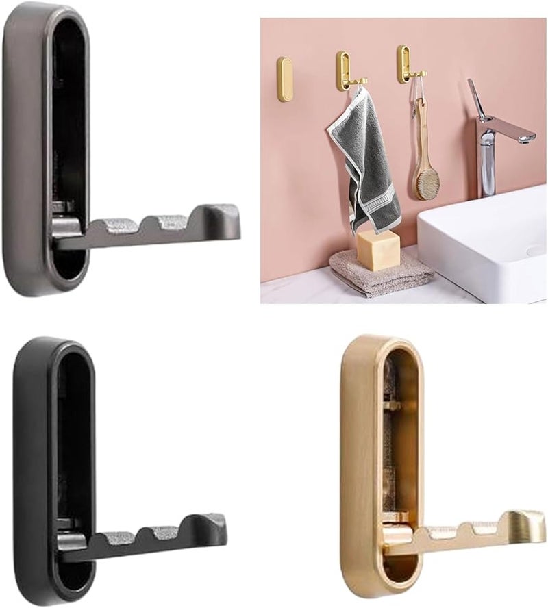 Black Foldable Wall Hook for Clothes Towels and Accessories Invisible Hanger for Bedroom Office Bathroom - Image 3