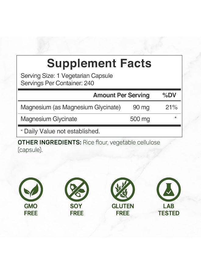 DEAL SUPPLEMENT مكمل دييل المغنيسيوم جليسينات 500 ملغ، 240 كبسولة نباتية - Image 2