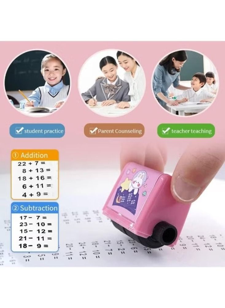Dreamzon 2Pcs Roller Digital Teaching Stamp With ink Addition Subtraction Seal Arithmetic Artifact Math Roller Stamp with Ink for School Teaching Supplies - Image 2