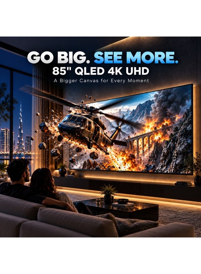 نيكاي NIKAI 85 Inch QLED 4K UHD Smart TV with Samsung Tizen OS, HDR10+, Dolby Vision, Dolby Atmos, Samsung TV Plus, Game Mode, Wi-Fi, Bluetooth, Apple AirPlay & HDMI | 85QTZNSQLED 85QTZNSQLED black - Image 2