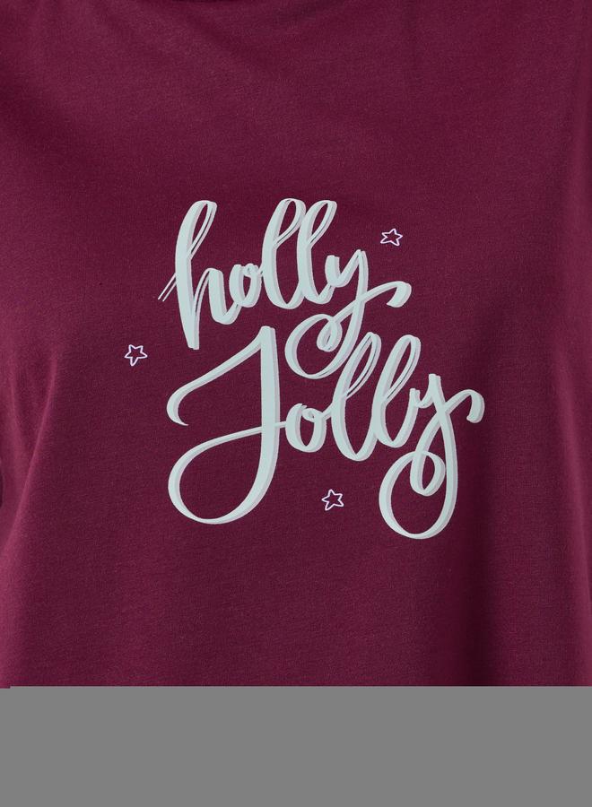 Styli Holly Jolly Slogan Boxy T-Shirt and Pyjama Set - Image 3