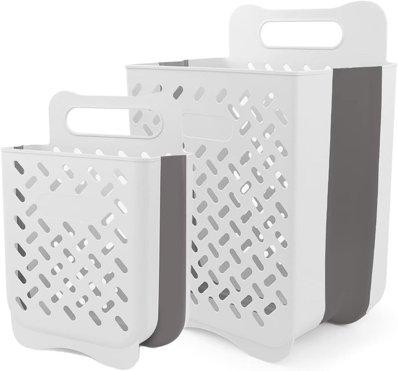 PRATIQUE Laundry, Hamper Hanging with Carry Handle, Space-Saving Foldable Wall Hanging Basket Dirty Clothes Storage Bin Multi-function Storage Container Waterproof Durable for Dorm Bedroom Bathroom - Image 1