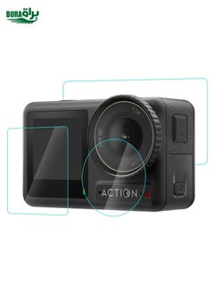 BURAQ For DJI Osmo Action 4 PULUZ 3-in-1 Lens Front and Back Screen Tempered Glass Explosion-proof Film (Transparent)  - Image 2