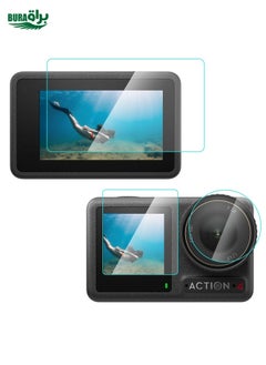 BURAQ For DJI Osmo Action 4 PULUZ 3-in-1 Lens Front and Back Screen Tempered Glass Explosion-proof Film (Transparent)  - Image 1