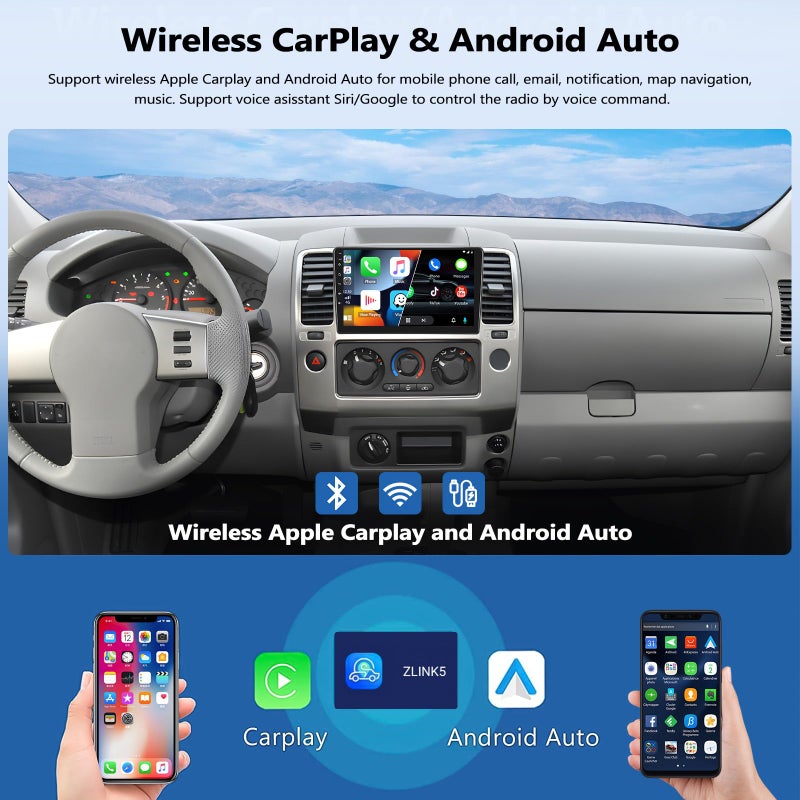 Camecho 2+64G Car Stereo Radio for Nissan Frontier Pathfinder 2005-2008 with Wireless CarPlay Android Auto, 9" Touch Screen Android 13 Car Radio with GPS Navigation Bluetooth WiFi Mirror Link Backup Camera - Image 3