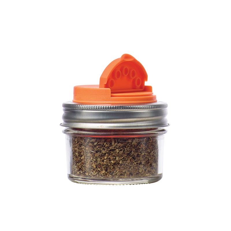 Jarware Spice Lids for Regular Mouth Mason Jars, Set of 2, Orange and Blue - Image 2