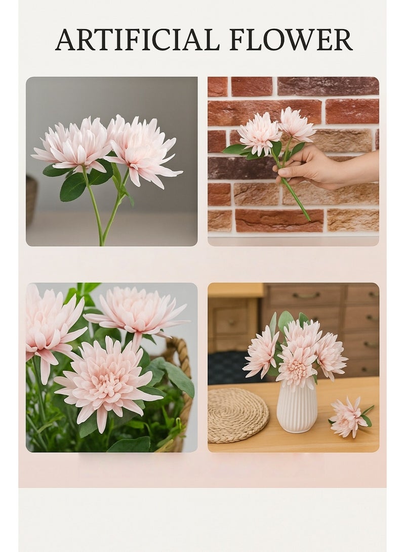4 pcs Chrysanthemum Simulation Flowers Artificial Flowers Home Decoration-Pink - Image 5