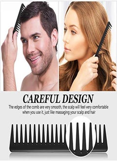Patelai 3 Pieces Wide Tooth Detangling Hair Comb Detangling Hair Comb Hair Styling Comb Set Carbon Fiber Styling Cutting Comb Anti Static Heat Resistant Comb For Women Curly Straight Long Hair Black  - Image 3