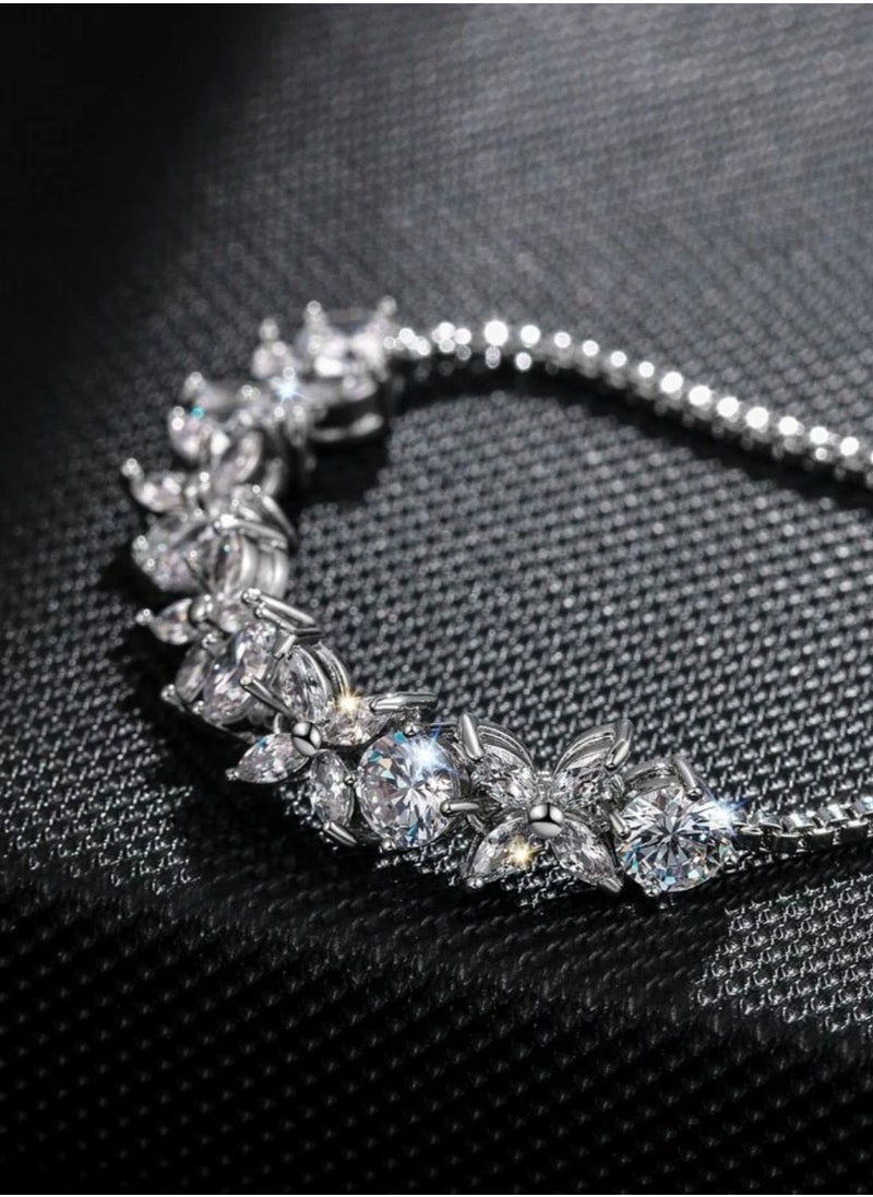 NOON'S UP - Elegant Silver Plated Cubic Zircon Bracelet For Women - Image 1