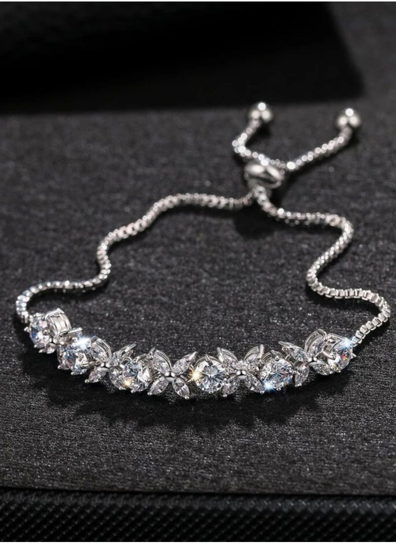 NOON'S UP - Elegant Silver Plated Cubic Zircon Bracelet For Women - Image 1
