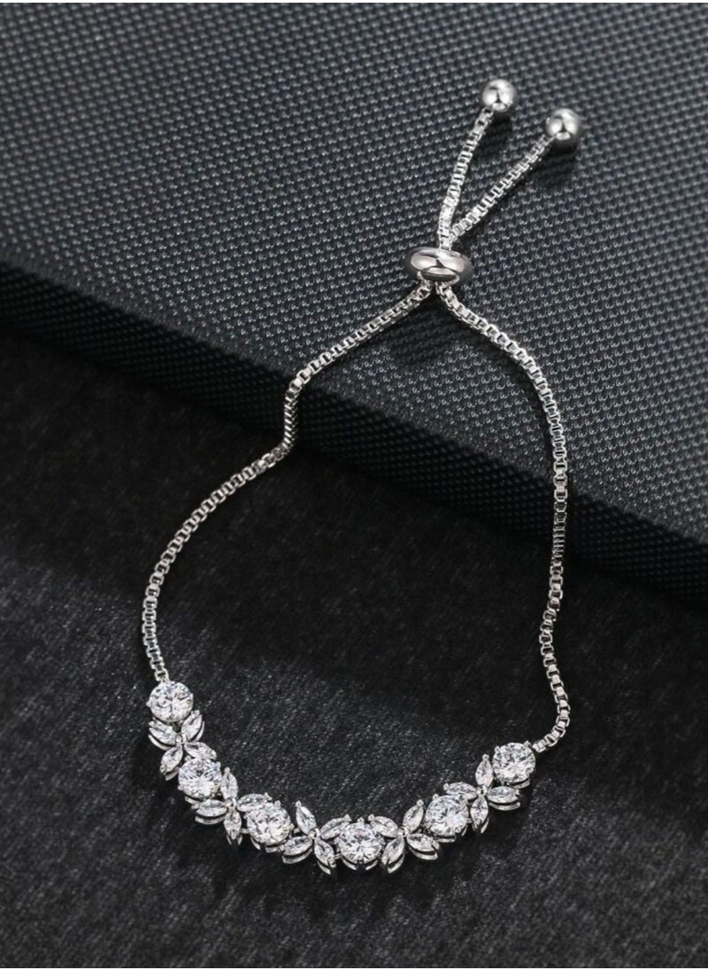 NOON'S UP - Elegant Silver Plated Cubic Zircon Bracelet For Women - Image 1