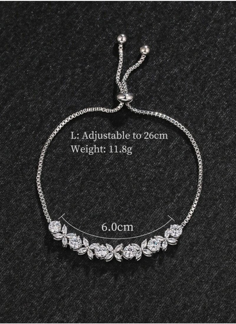 NOON'S UP - Elegant Silver Plated Cubic Zircon Bracelet For Women - Image 1