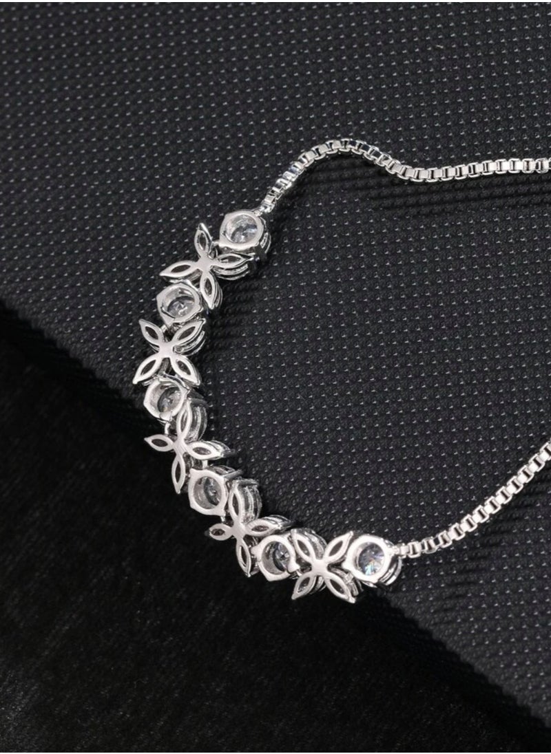NOON'S UP - Elegant Silver Plated Cubic Zircon Bracelet For Women - Image 1