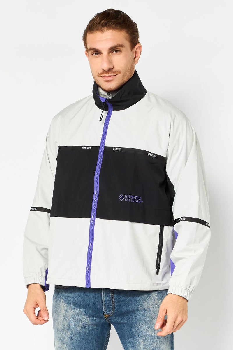 SELECTED Men Mock Neck Long Sleeve Embroidered Windbreaker Jacket, Multicolor - Image 1