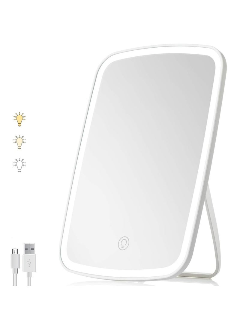 Excefore Vanity Mirror with Lights, Travel Lighted Makeup Mirror, Portable Lighted Makeup Beauty Mirror, 3 Color Lighting, Dimmable Touch Screen, Tabletop LED Folding Adjustable Cosmetic Mirror - Image 1