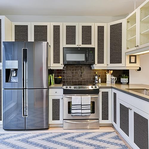 WADILE Grasscloth Peel and Stick Wallpaper 15.7in x 78.7in, Textured Contact Paper for Cabinets, Faux Linen Wall Paper Pull and Stick, Fabric Vinyl Wallpaper Self Adhesive Brown Gray - Image 3