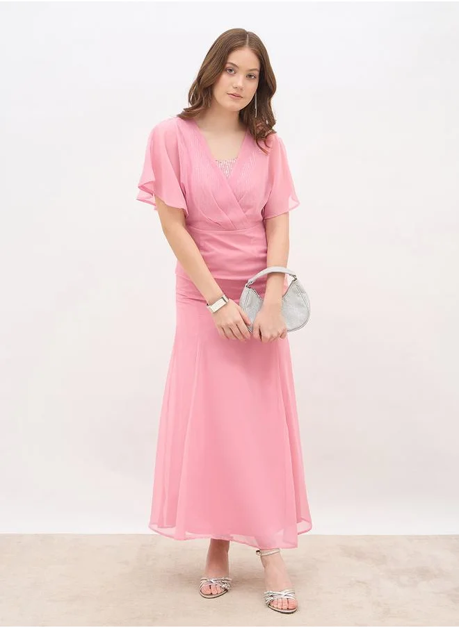 ستايلي Styli Embellished Sequined A-Line Maxi Dress