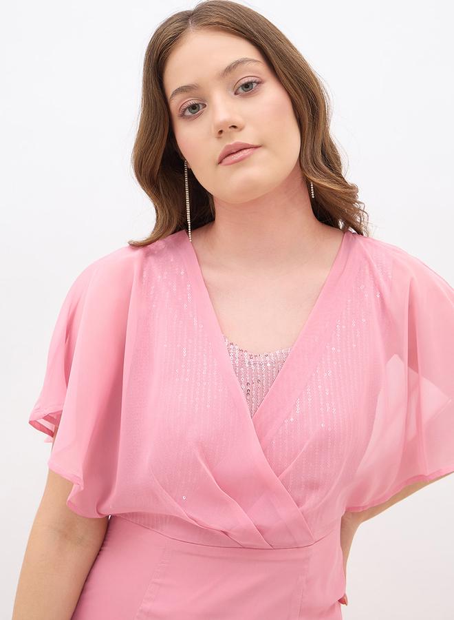 Styli Embellished Sequined A-Line Maxi Dress - Image 4