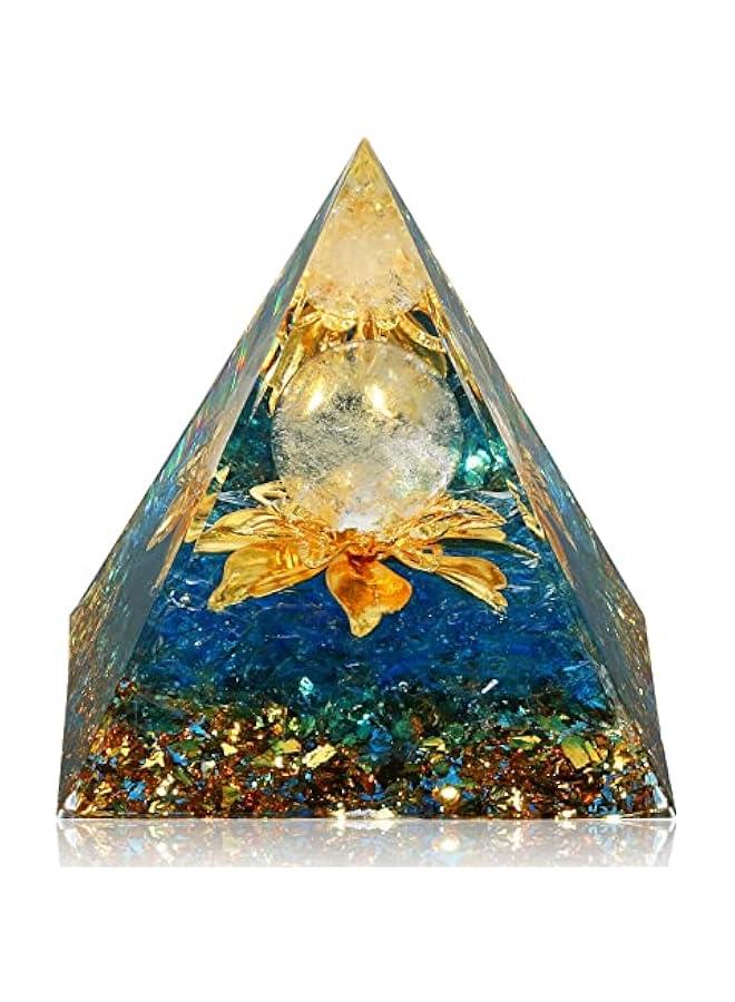 Generic Orgone Pyramid for Positive Energy, Orgonite White Crystal&Aquamarine Stone Healing Crystals Pyramid Set for Reduce Stress Chakra Reiki Healing Meditation Attracts Lucky and Success  - Image 1