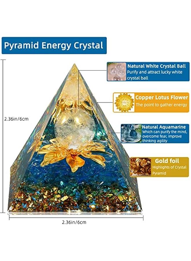 Generic Orgone Pyramid for Positive Energy, Orgonite White Crystal&Aquamarine Stone Healing Crystals Pyramid Set for Reduce Stress Chakra Reiki Healing Meditation Attracts Lucky and Success  - Image 2