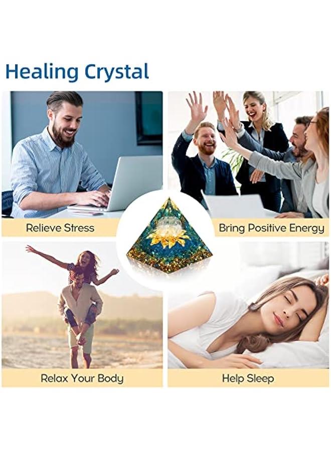 Generic Orgone Pyramid for Positive Energy, Orgonite White Crystal&Aquamarine Stone Healing Crystals Pyramid Set for Reduce Stress Chakra Reiki Healing Meditation Attracts Lucky and Success  - Image 4