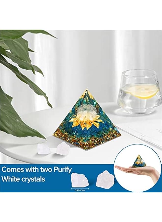 Generic Orgone Pyramid for Positive Energy, Orgonite White Crystal&Aquamarine Stone Healing Crystals Pyramid Set for Reduce Stress Chakra Reiki Healing Meditation Attracts Lucky and Success  - Image 5
