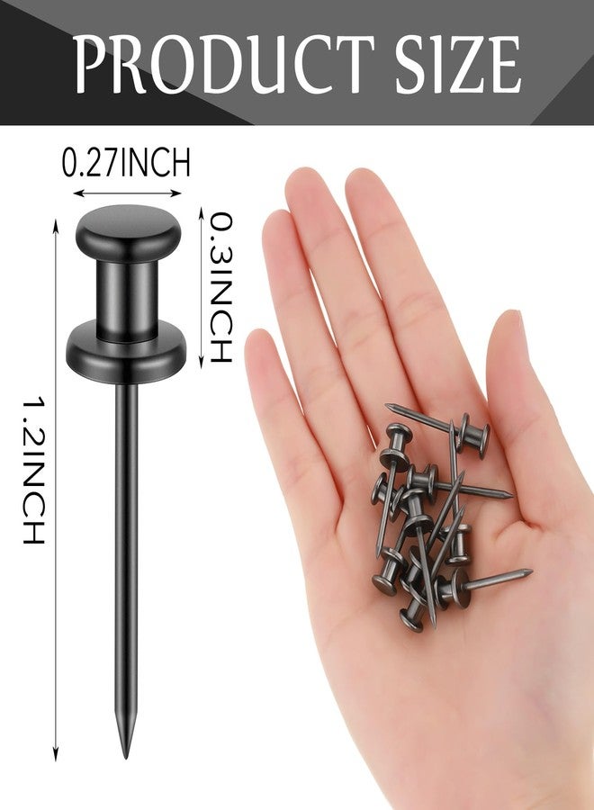 Watersay 50 Pcs Double Headed Picture Hangers Nail Push Pins Picture Hanging Nails Thumb Tacks Wall Hooks Photo Hanging Hook Pins Decorative Nail Hook Hangers for Home Office Photo Decor, Black - Image 2