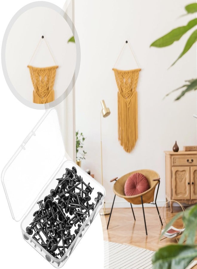 Watersay 50 Pcs Double Headed Picture Hangers Nail Push Pins Picture Hanging Nails Thumb Tacks Wall Hooks Photo Hanging Hook Pins Decorative Nail Hook Hangers for Home Office Photo Decor, Black - Image 4